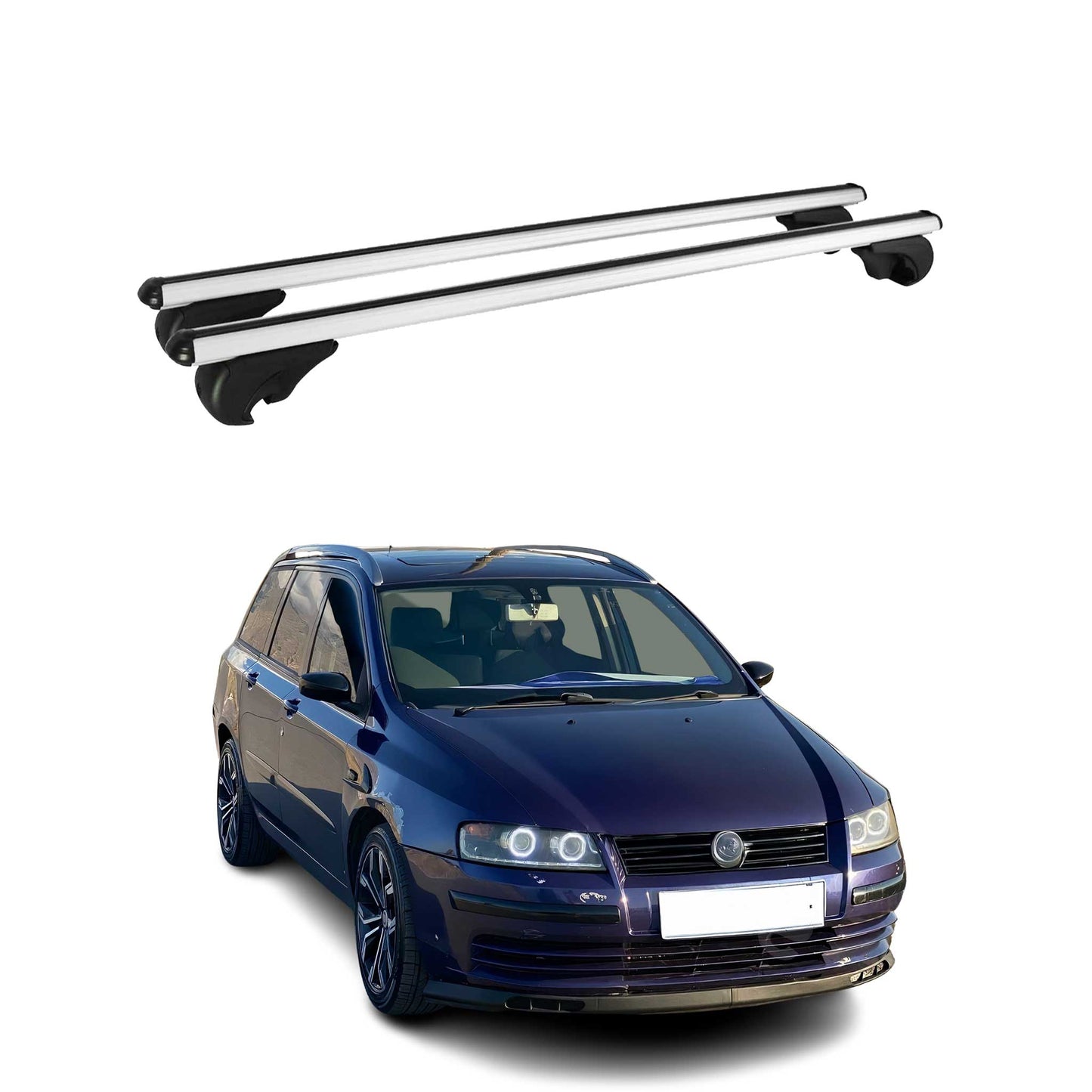 Portbagaj de plafon pentru Fiat Stilo Multiwagon 2001-2010 75kg aluminiu argintiu 2 buc