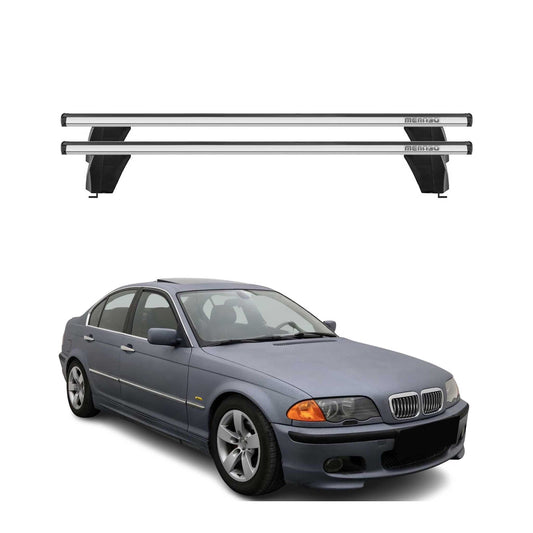 Menabo Dachträger Grundtäger für BMW 3er E46 Limo 1998-2007 75kg Alu Silber 2x