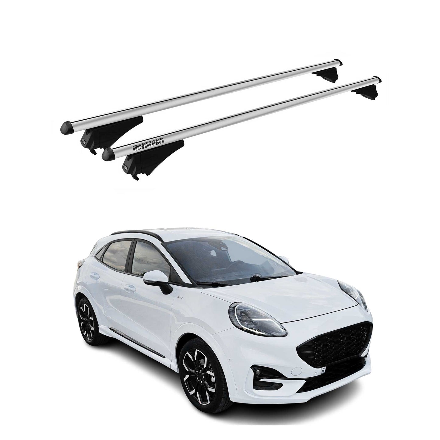 Menabo Portbagaj de plafon pentru Ford Puma 2019-2025 75kg Aluminiu Argintiu 2 buc