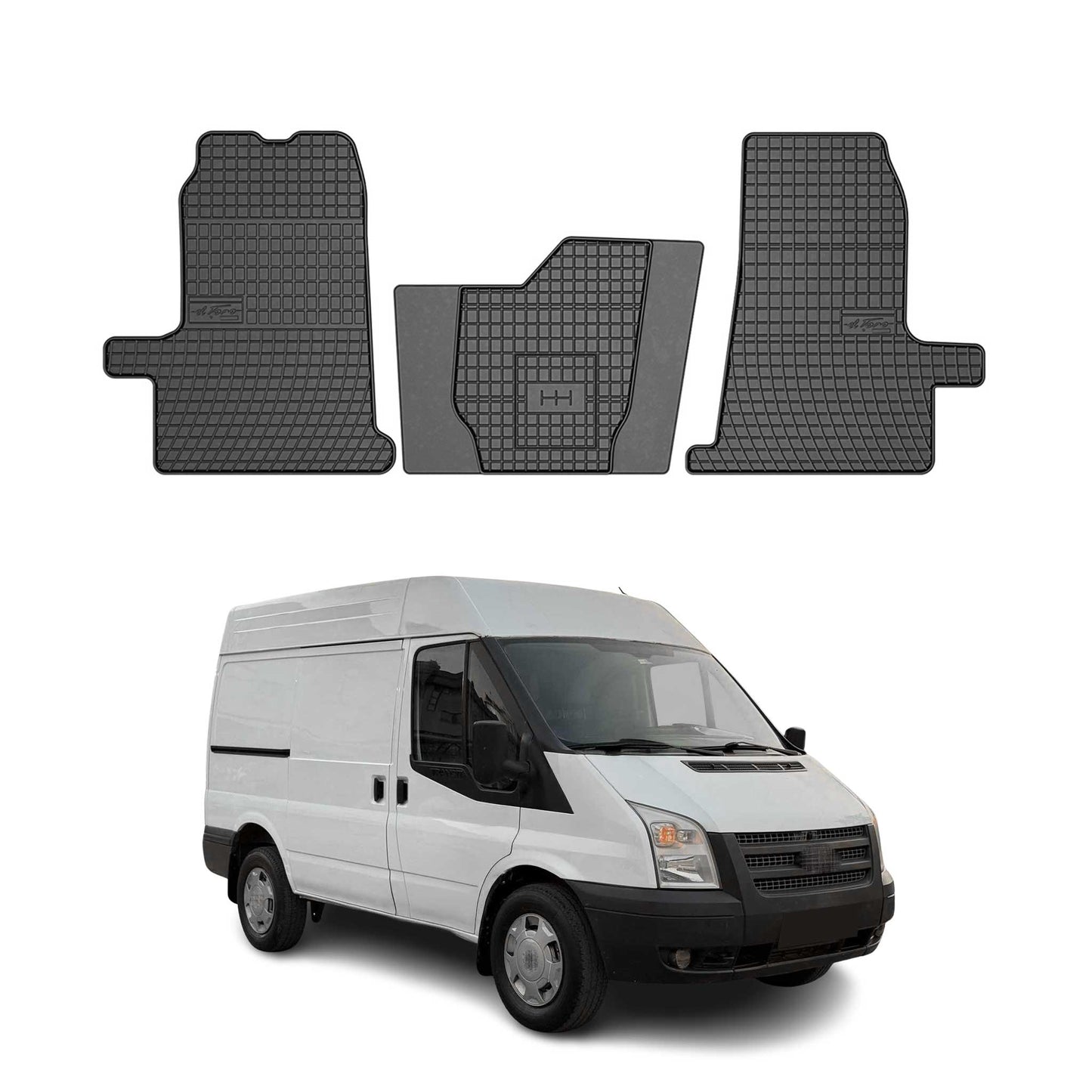 OMAC Gummi Fußmatten für Ford Transit 2000-2013 Automatten Gummi Schwarz 3tlg