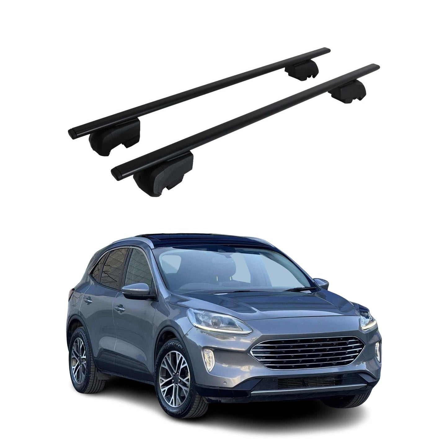 Dachträger Grundtäger für Ford Kuga mk3 2019-2025 75kg Metall Schwarz 2 tlg