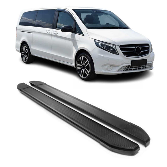 Alu Trittbretter für Mercedes Vito V-Klasse W447 2014-2025 L3 Langer Schwarz
