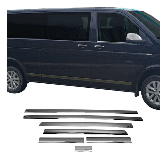 Seitentürleiste für VW Transporter T5 2003-2015 Einzeltür L2 Chrom Dunkel 7tlg