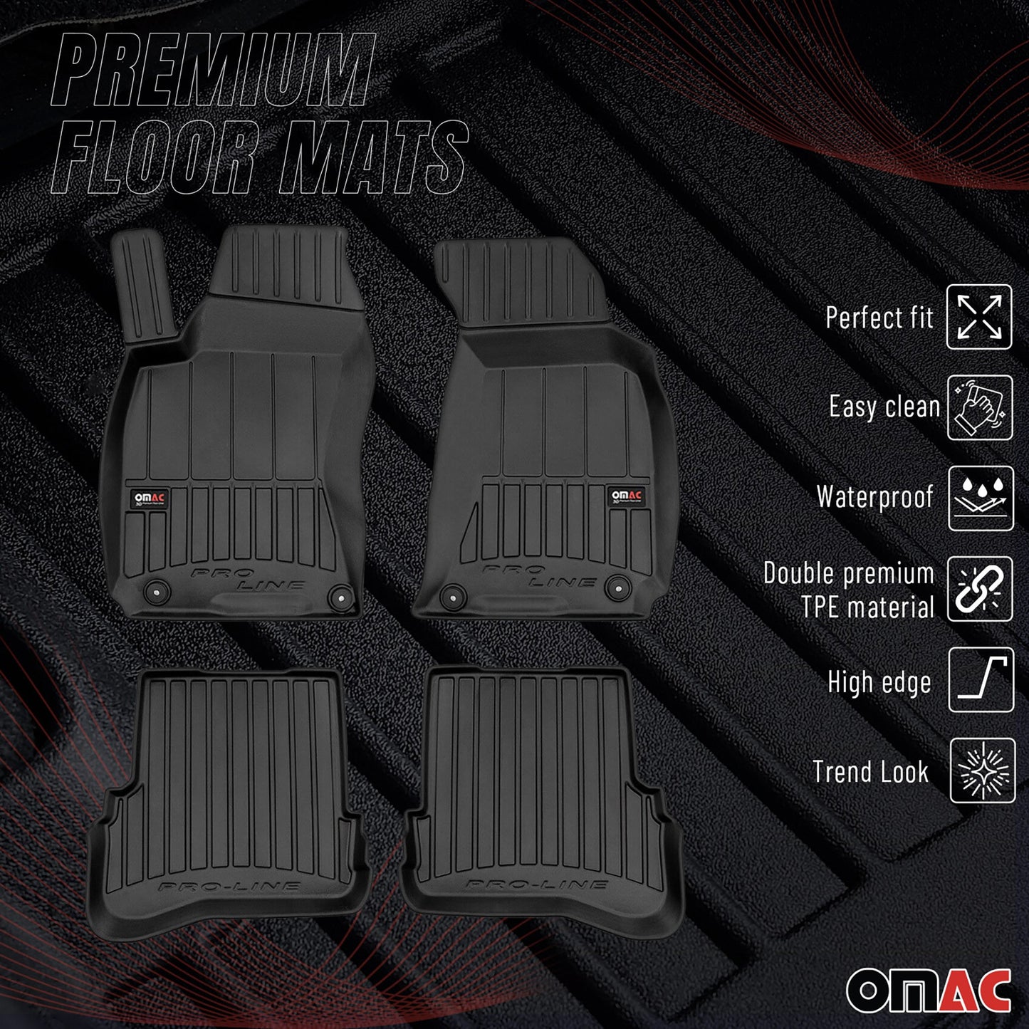 OMAC Gummi Fußmatten für VW Passat B5 1996-2005 Premium TPE Automatten 4tlg