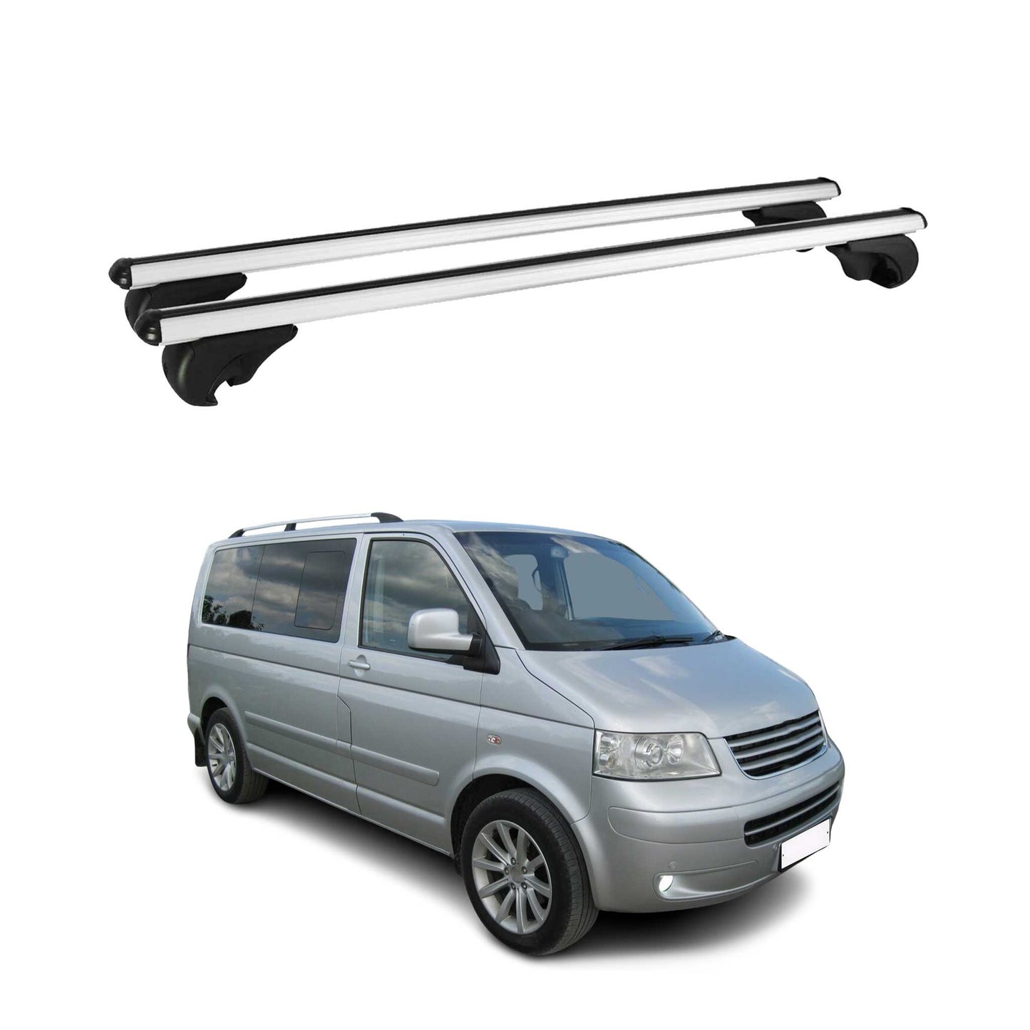 Dachträger Grundtäger für VW T5 Multivan Caravelle 2003-2015 75kg Alu Silber 2x