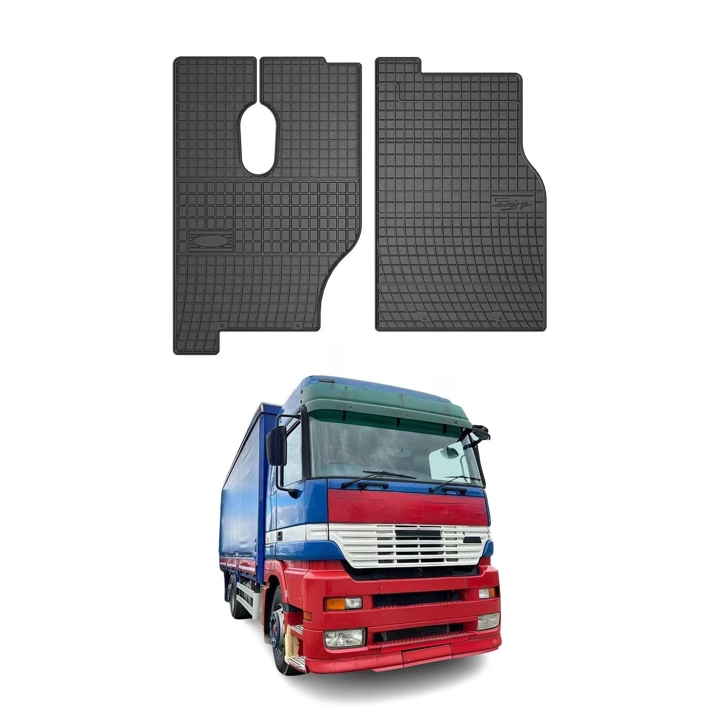 OMAC Gummi Fußmatten für Mercedes Actros MP1 1996-2003 Automatten Schwarz 2x