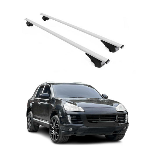 Portbagaj de plafon pentru Porsche Cayenne 2002-2010, 75kg, metal, argintiu, 2 bucăți