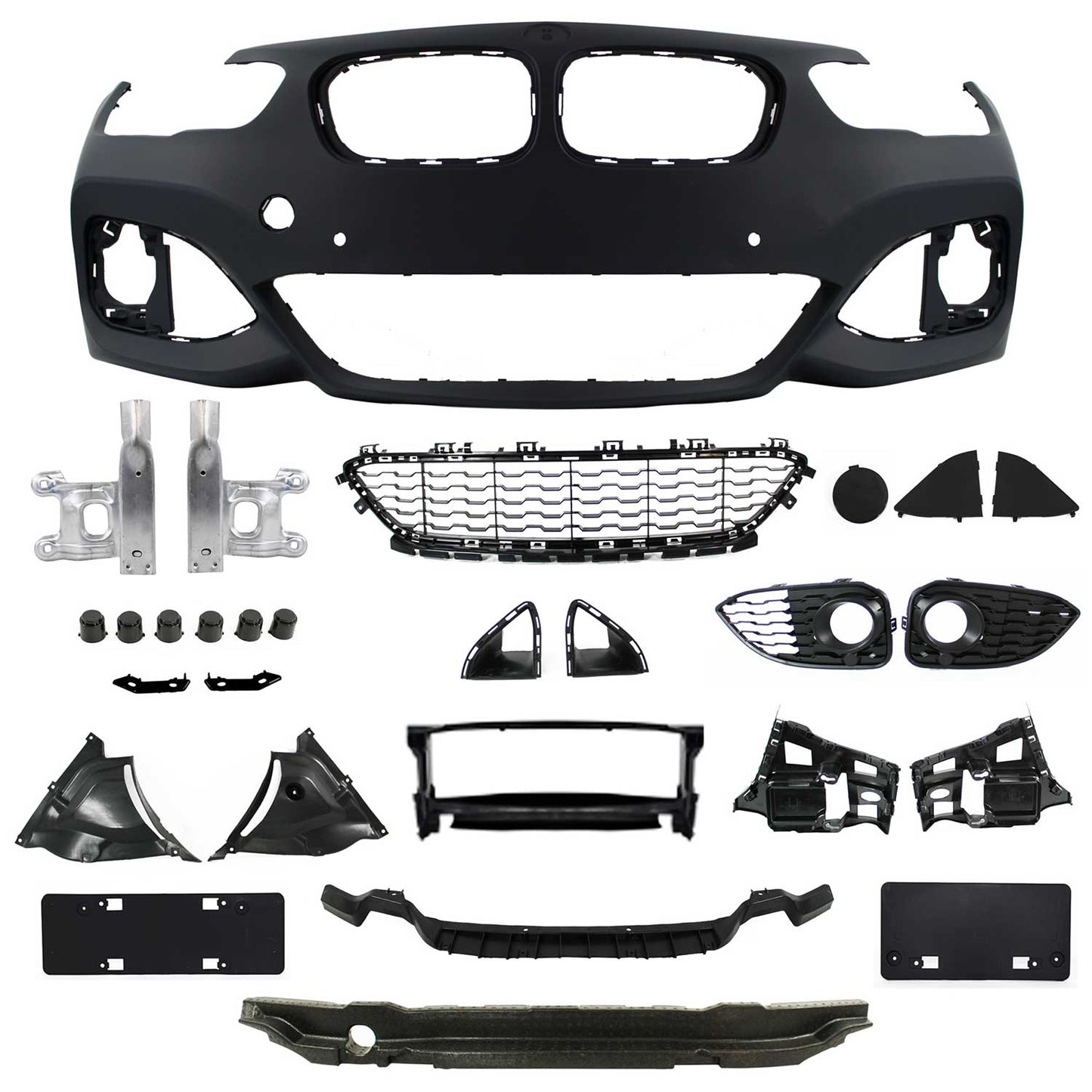 JOM Stoßstangen Kit & Seitenschweller für BMW F20 LCI 5-türer 2015-2019 Schwarz