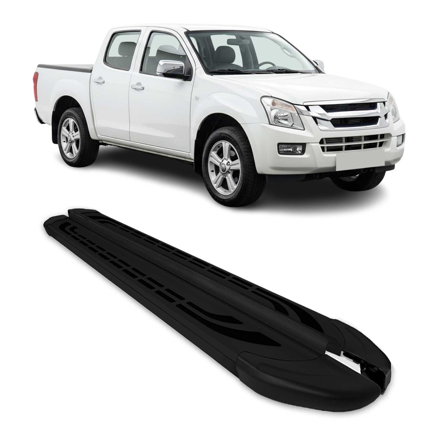Trittbretter Seitenschweller für Isuzu D-Max DoubleCab 2003-2012 Alu Schwarz