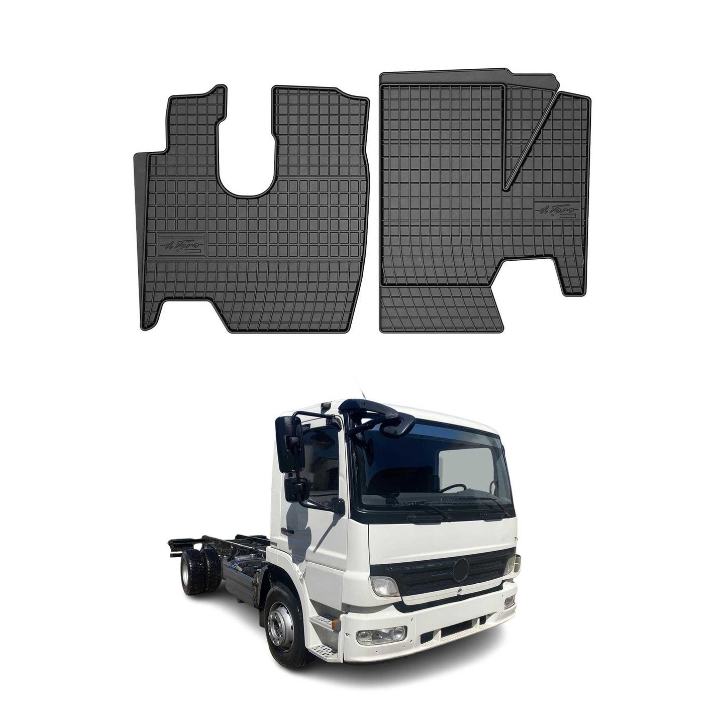 OMAC Gummi Fußmatten für Mercedes Atego 2005-2013 Automatten Gummi Schwarz 2tlg