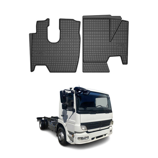 OMAC Gummi Fußmatten für Mercedes Atego 2005-2013 Automatten Gummi Schwarz 2tlg