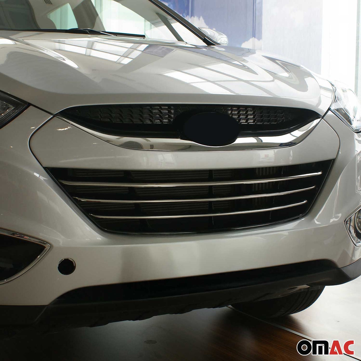 Kühlergrill Leisten Frontgrill für Hyundai ix35 2010-2015 Edelstahl Silber 3x