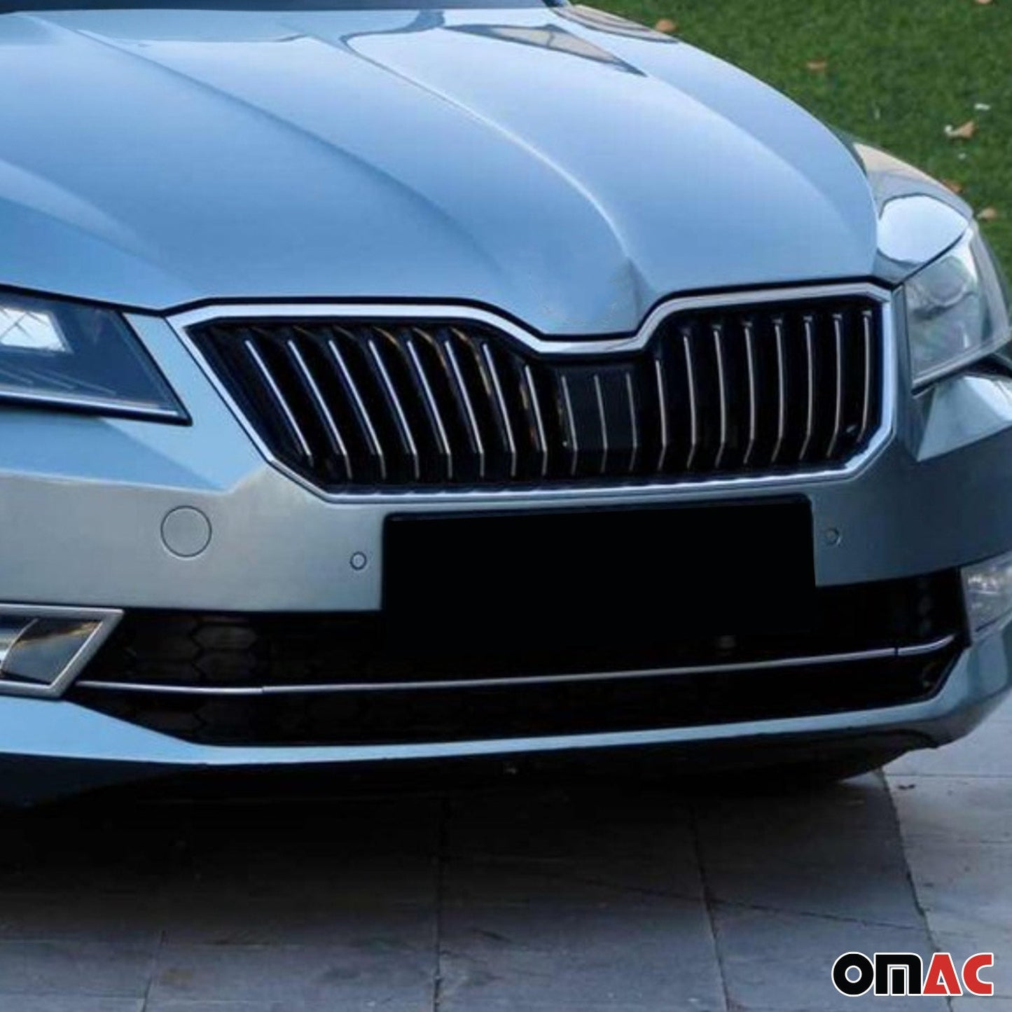 Frontgrill Leiste für Skoda Superb III 2015-2019 Edelstahl Chrom 3 Tlg