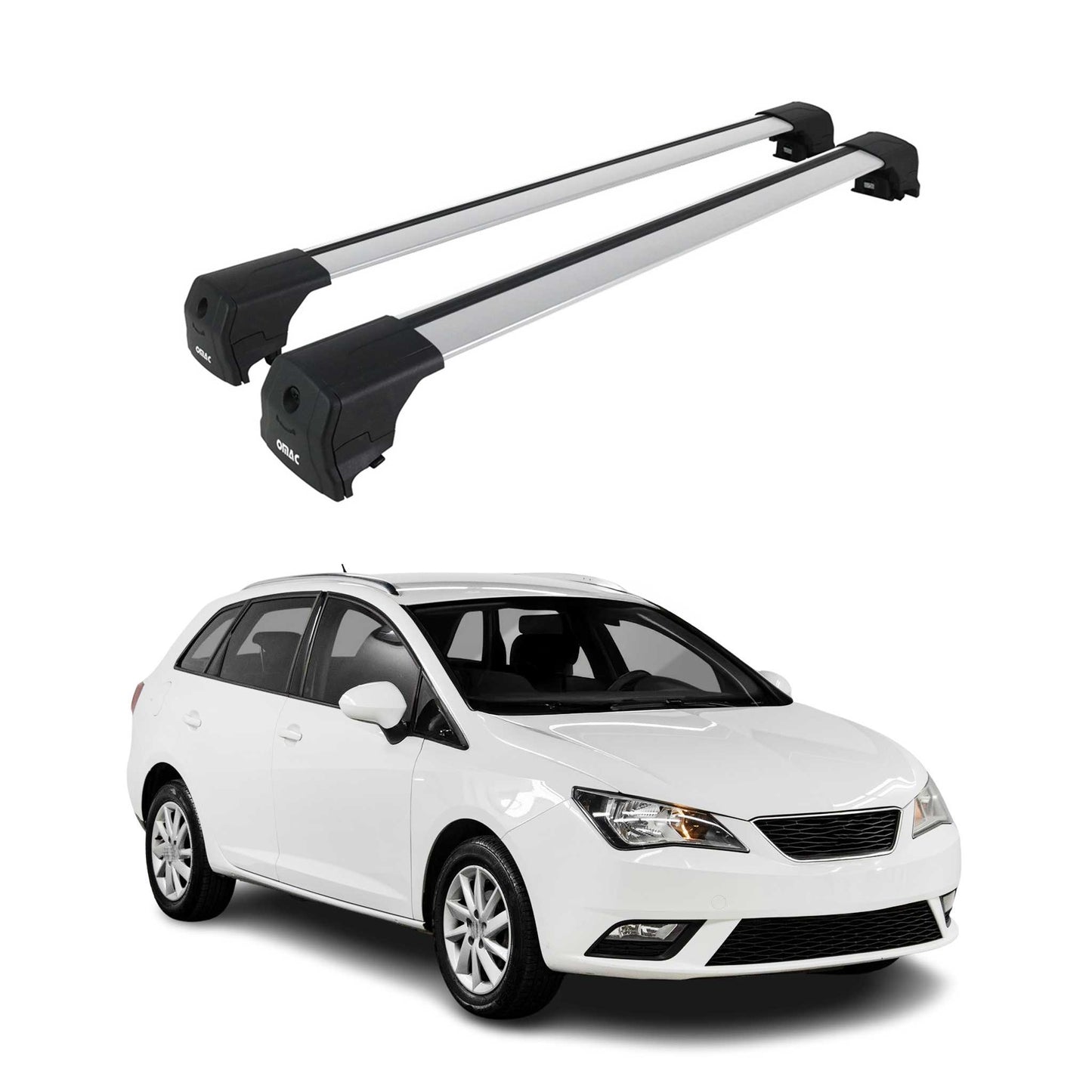 Portbagaj de plafon pentru Seat Ibiza mk4 Estate 2010-2017 75kg aluminiu argintiu 2 piese