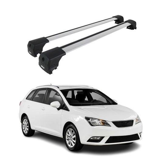 Portbagaj de plafon pentru Seat Ibiza mk4 Estate 2010-2017 75kg aluminiu argintiu 2 piese