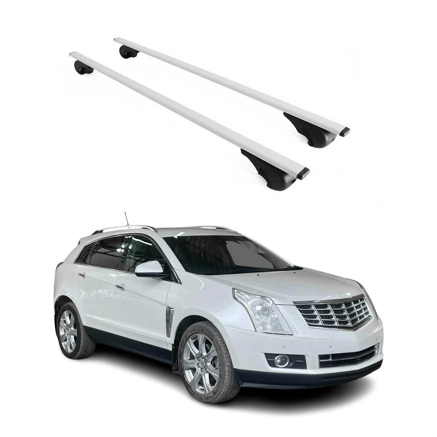 Portbagaj de plafon pentru Cadillac SRX 2004-2016 75kg, metal, argintiu, 2 buc.