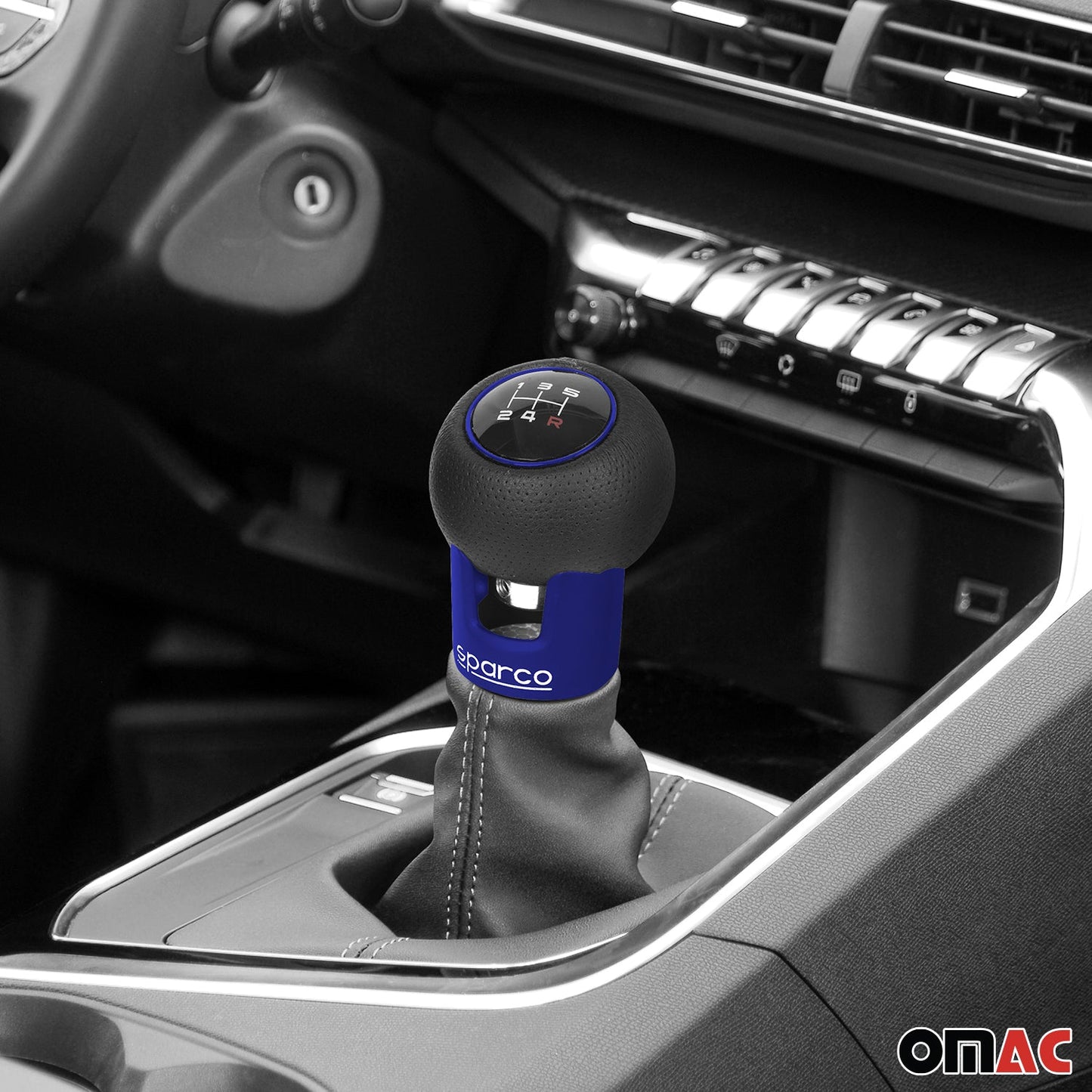 SPARCO Schaltknauf Schalthebel Schaltknopf Aluminium Kunstleder Mattblau