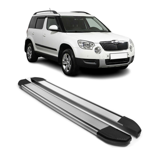 Aluminium Seitenschweller Trittbretter für Skoda Yeti 2009-2017 Silber 2tlg