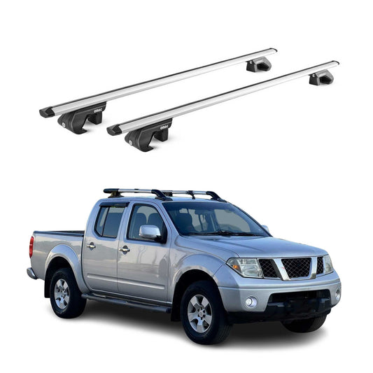 Portbagaj de plafon pentru Nissan Navara D40 2004-2015 4 uși 90 kg gri aluminiu 2x ABE