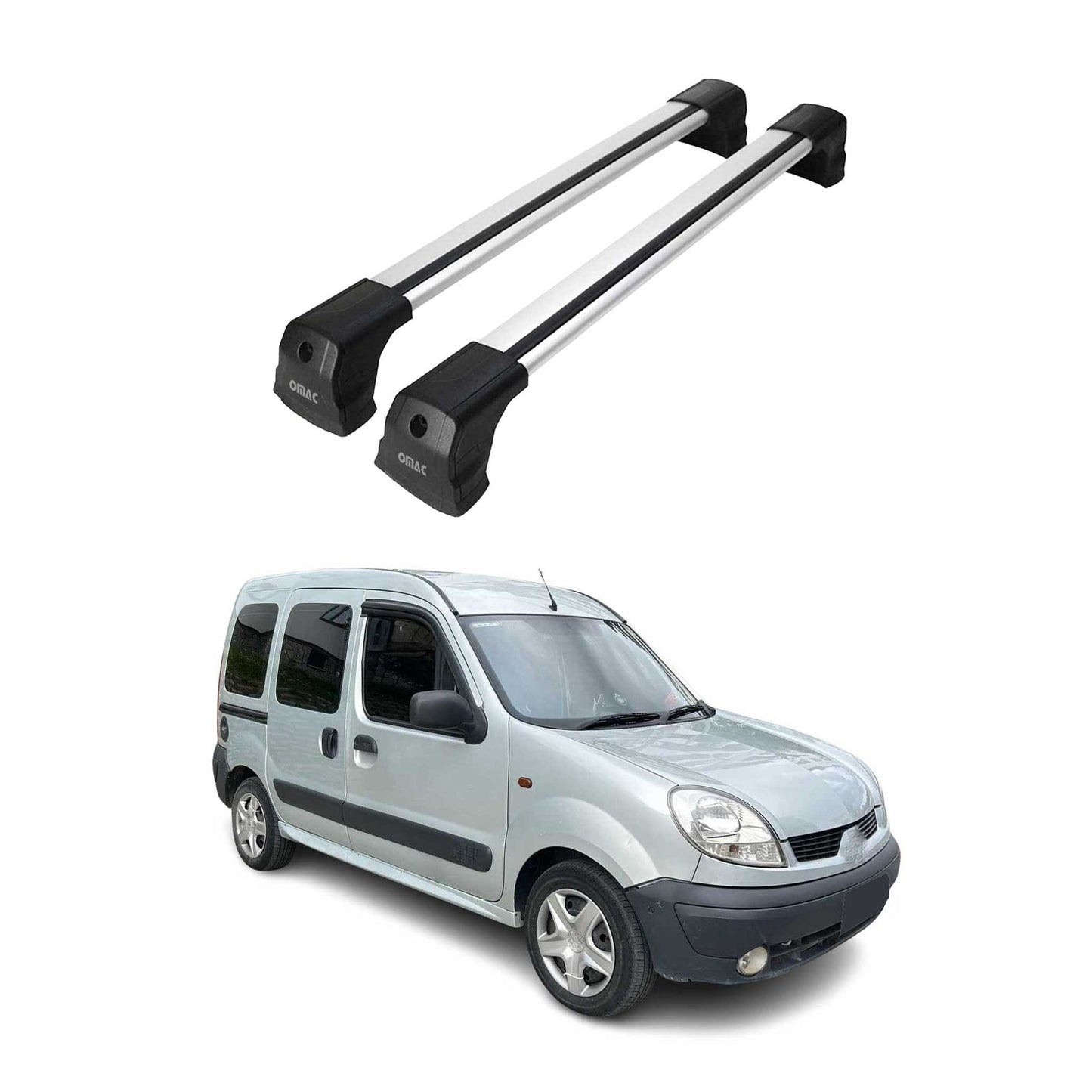 Portbagaj de plafon pentru Renault Kangoo mk1 1997-2003 Pre-FL 75kg Alu Silver 2x