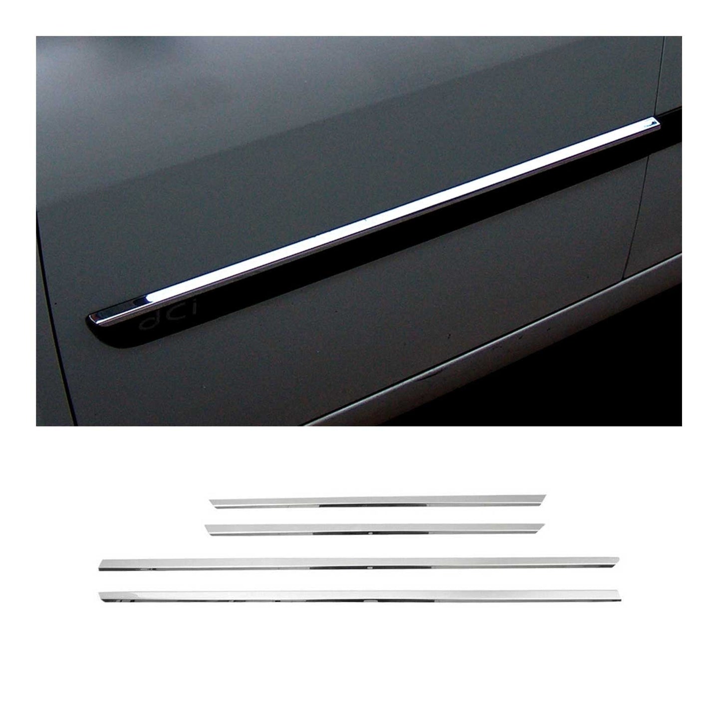 Ornamente laterale uși, benzi uși, bandă de protecție ușă pentru Renault Megane 2002-2009, cromate, 4x