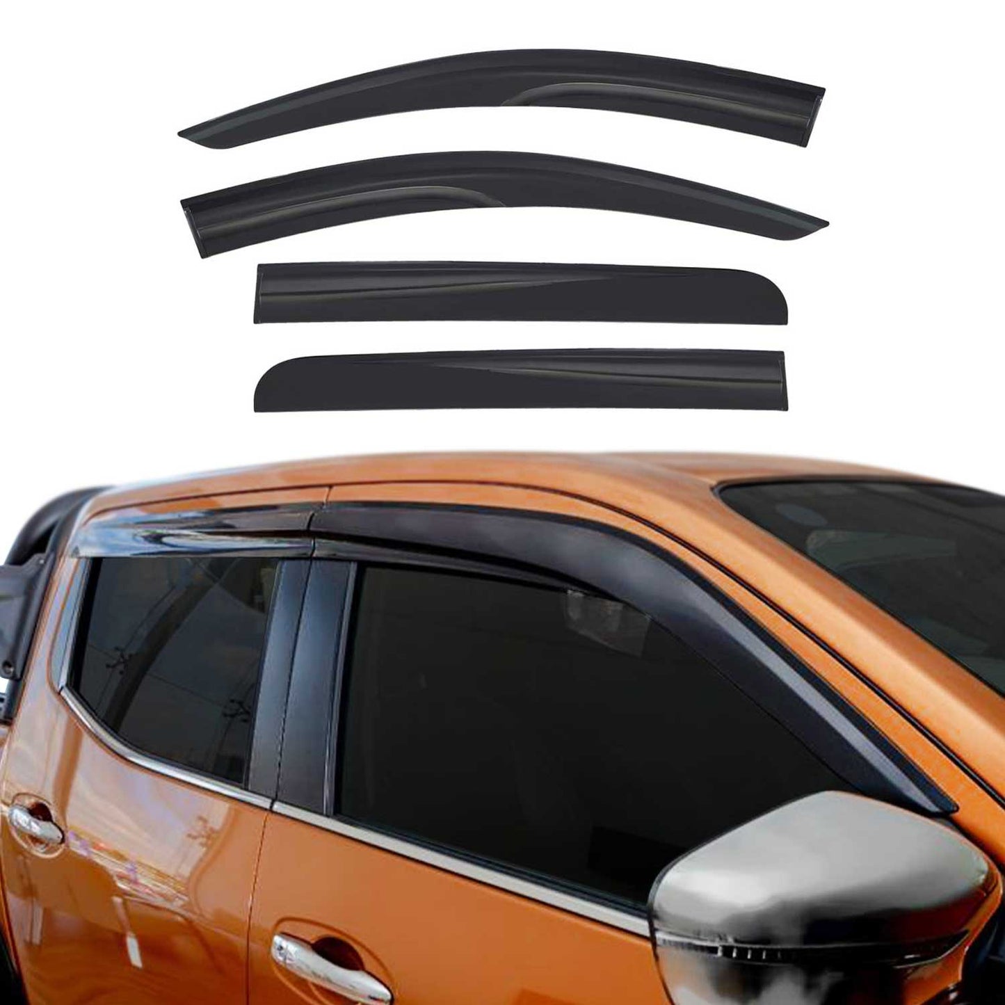 4x Deflectoare de vânt Deflectoare de ploaie pentru Mitsubishi L200 Triton 2014-2021 Acril Închis la culoare