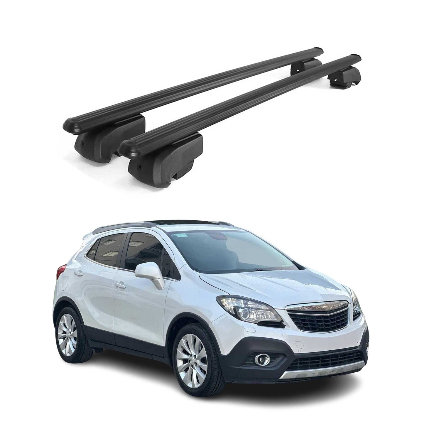 Dachträger Gepäckträger für Opel Mokka A 2012-2020 ABE Aluminium Schwarz 2x