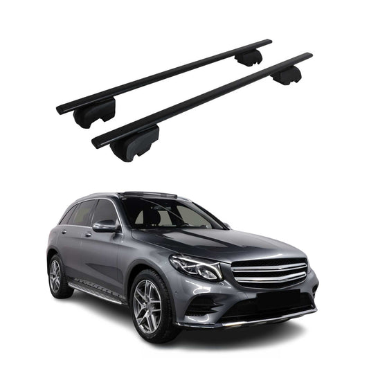Dachträger Grundtäger für Mercedes GLC X253 2015-2022 75kg Metall Schwarz 2 tlg