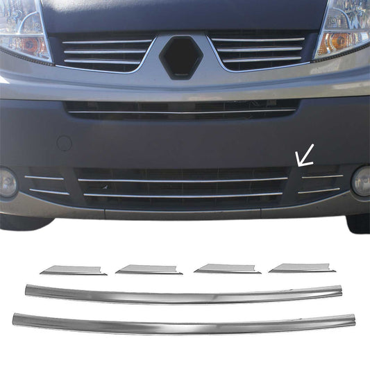 Kühlergrill Leisten Grillleisten für Renault Trafic 2008-2014 Chrom Silber 6x