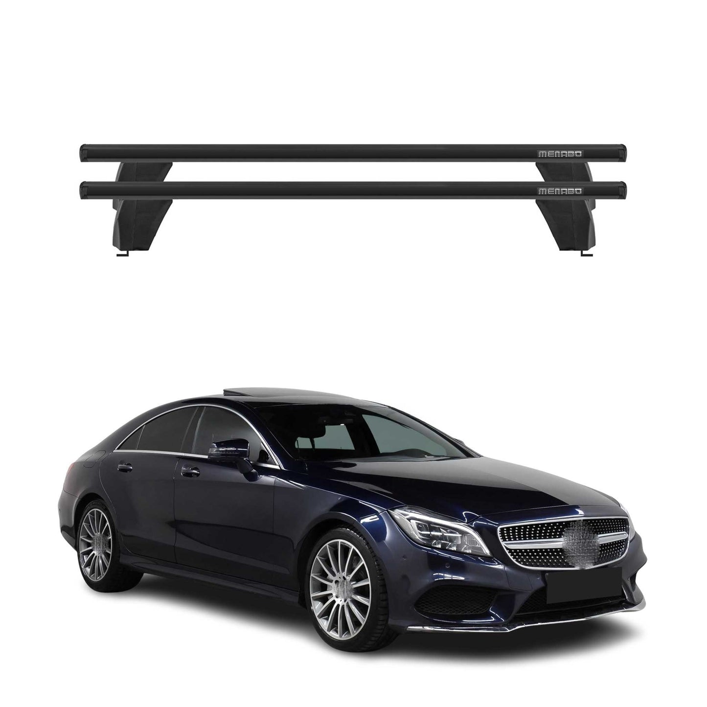 Menabo Dachträger Grundtäger für Mercedes CLS C218 2010-2017 75kg Alu Schwarz 2x