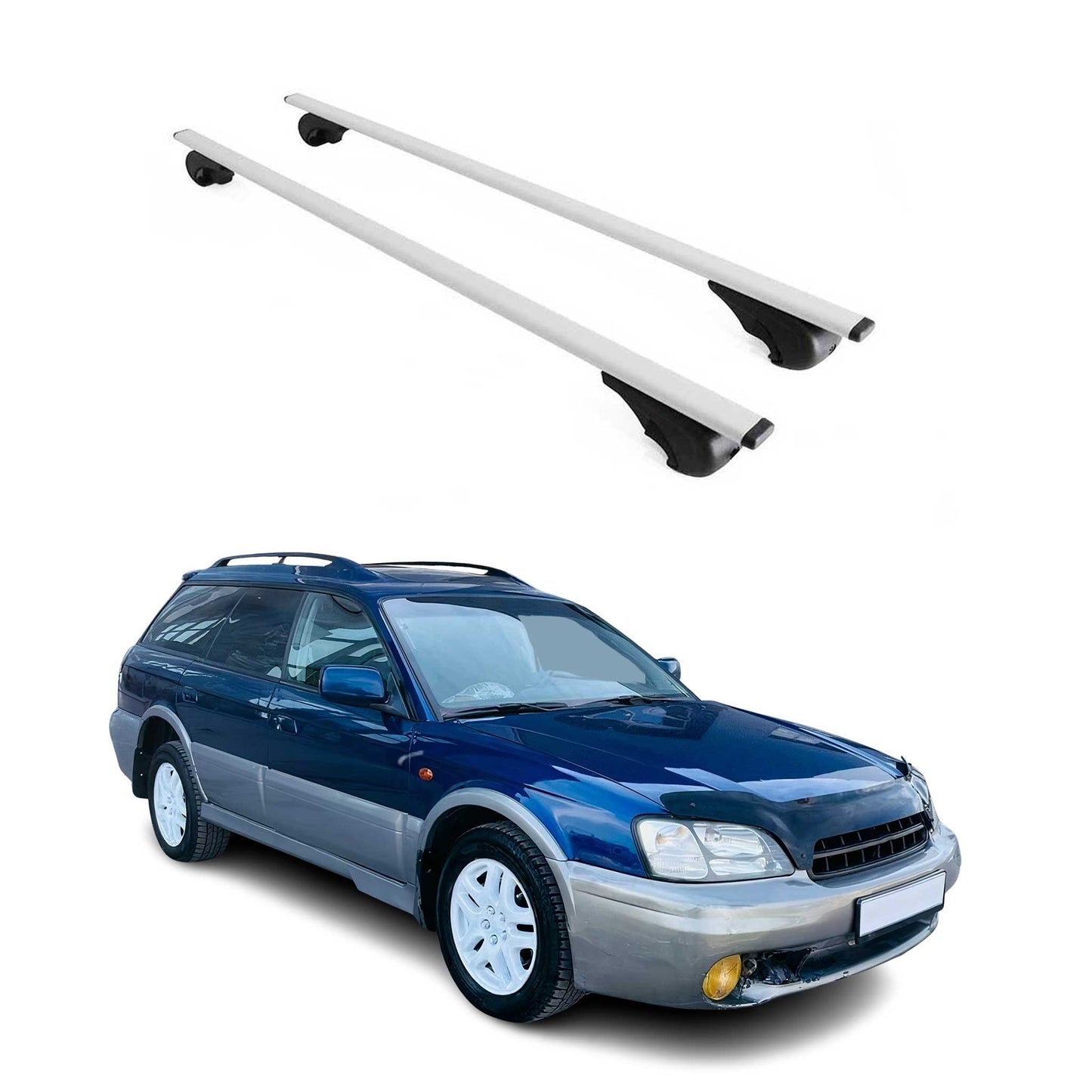 Portbagaj de plafon pentru Subaru Legacy mk3 Estate 1999-2003 75kg Gri Metalizat 2x