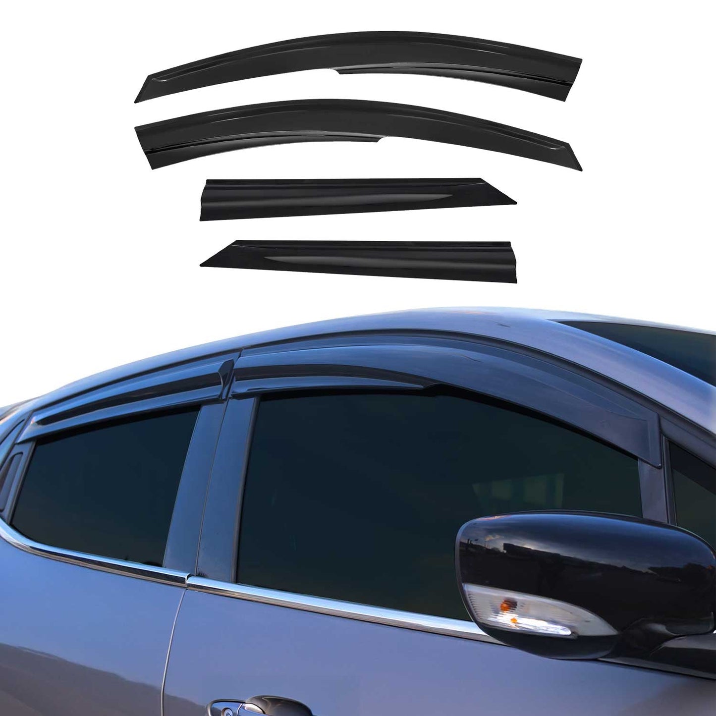 Windabweiser Regenabweiser für Dacia Logan 2004-2012 Acryl Schwarz 4 tlg