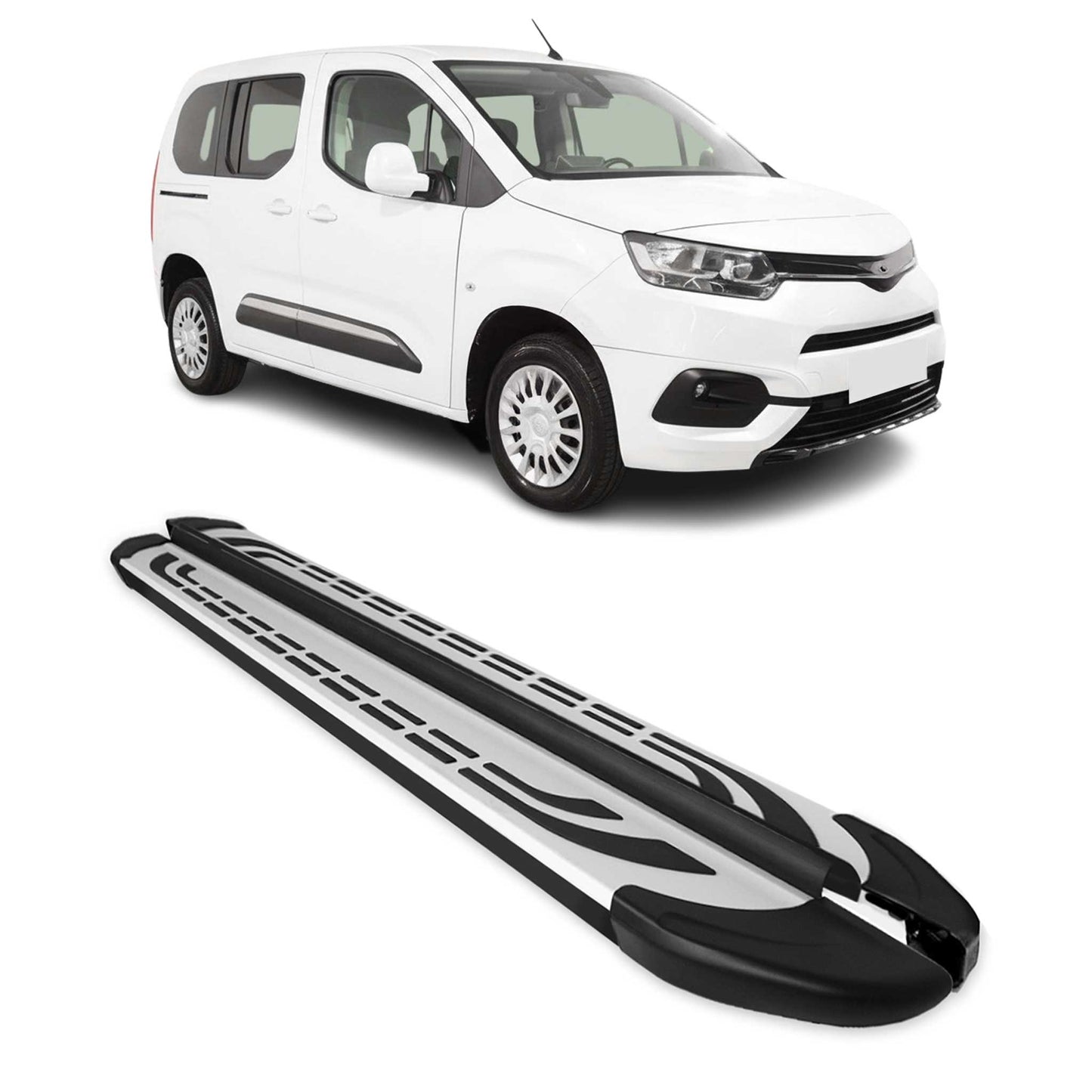 Trittbretter Seitenschweller für Toyota Proace City 2019-25 Kombi L1 Alu Schwarz