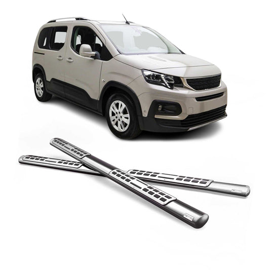 Stahl Seitenschweller Schwellerrohre für Peugeot Rifter 2018-2025 Langer Grau