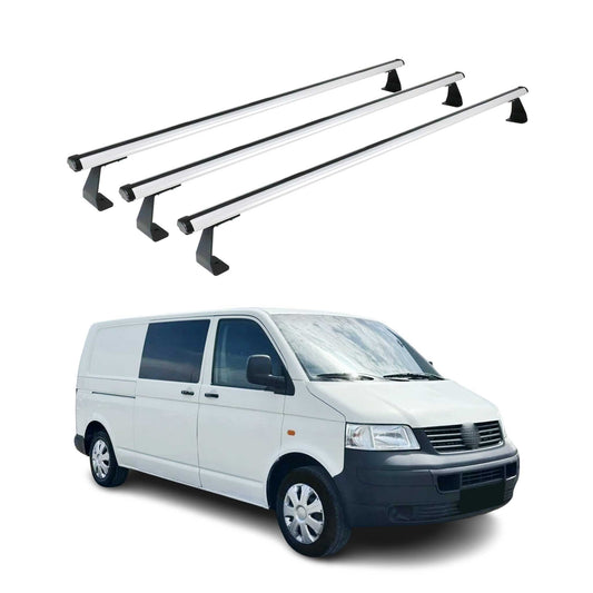 Portbagaj de plafon pentru VW Transporter T5 2003-2015 75kg aluminiu argintiu 3 piese
