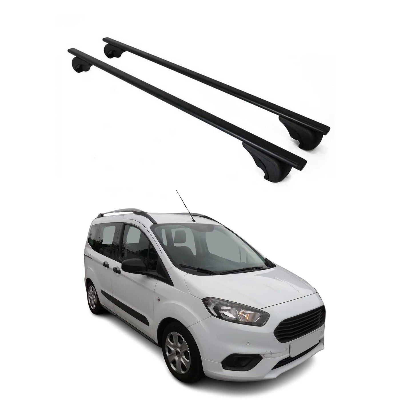 Dachträger Grundtäger für Ford Courier 2014-2023 75kg Metall Schwarz 2 tlg