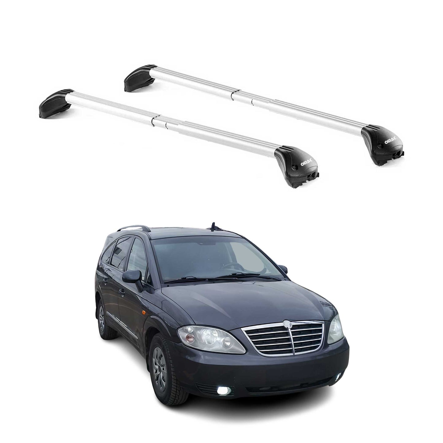 Portbagaj de plafon pentru Ssangyong Rodius 2004-2019 5 uși 100kg gri aluminiu 2x ABE