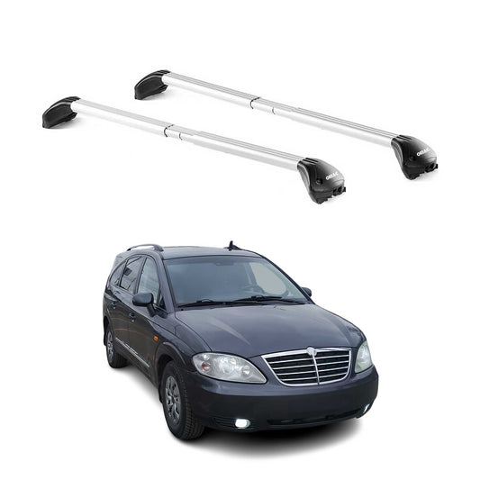 Portbagaj de plafon pentru Ssangyong Rodius 2004-2019 5 uși 100kg gri aluminiu 2x ABE