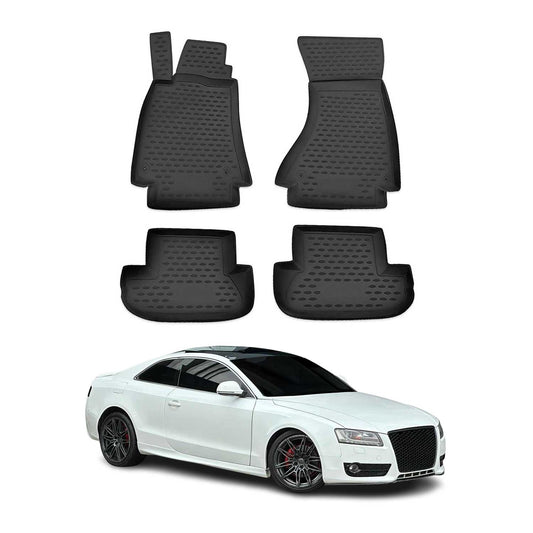 Covorașe auto TPE negre pentru Audi A5 Cabriolet Coupe 8T3 8F7 2007-2017, 4 buc.