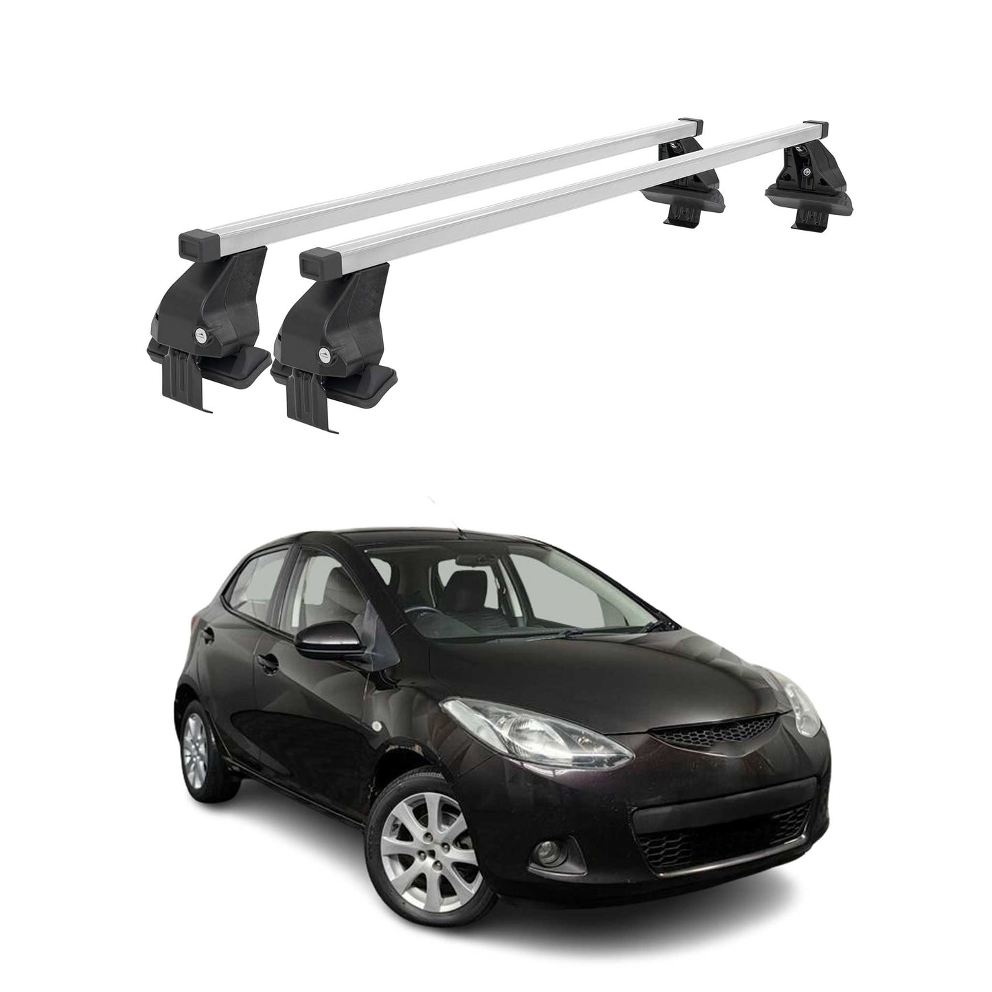Menabo Dachträger Grundtäger für Mazda 2 2007-2014 50kg Stahl Silber 2 tlg