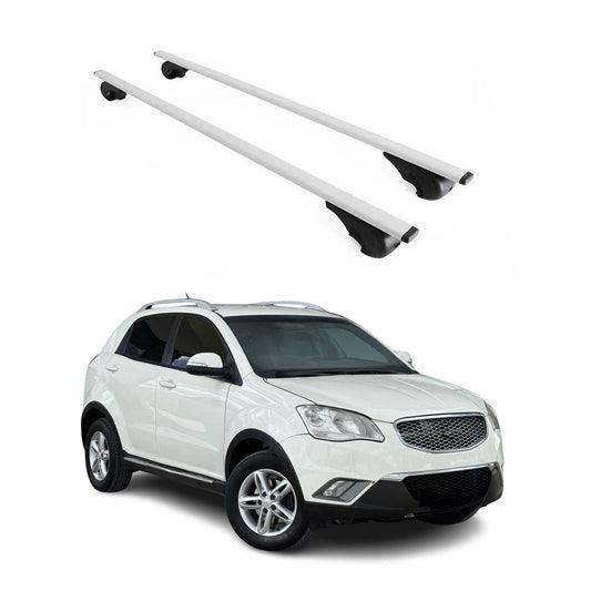 Portbagaj de plafon pentru Ssangyong Korando 2010-2019, 75kg, metal, argintiu, 2 bucăți
