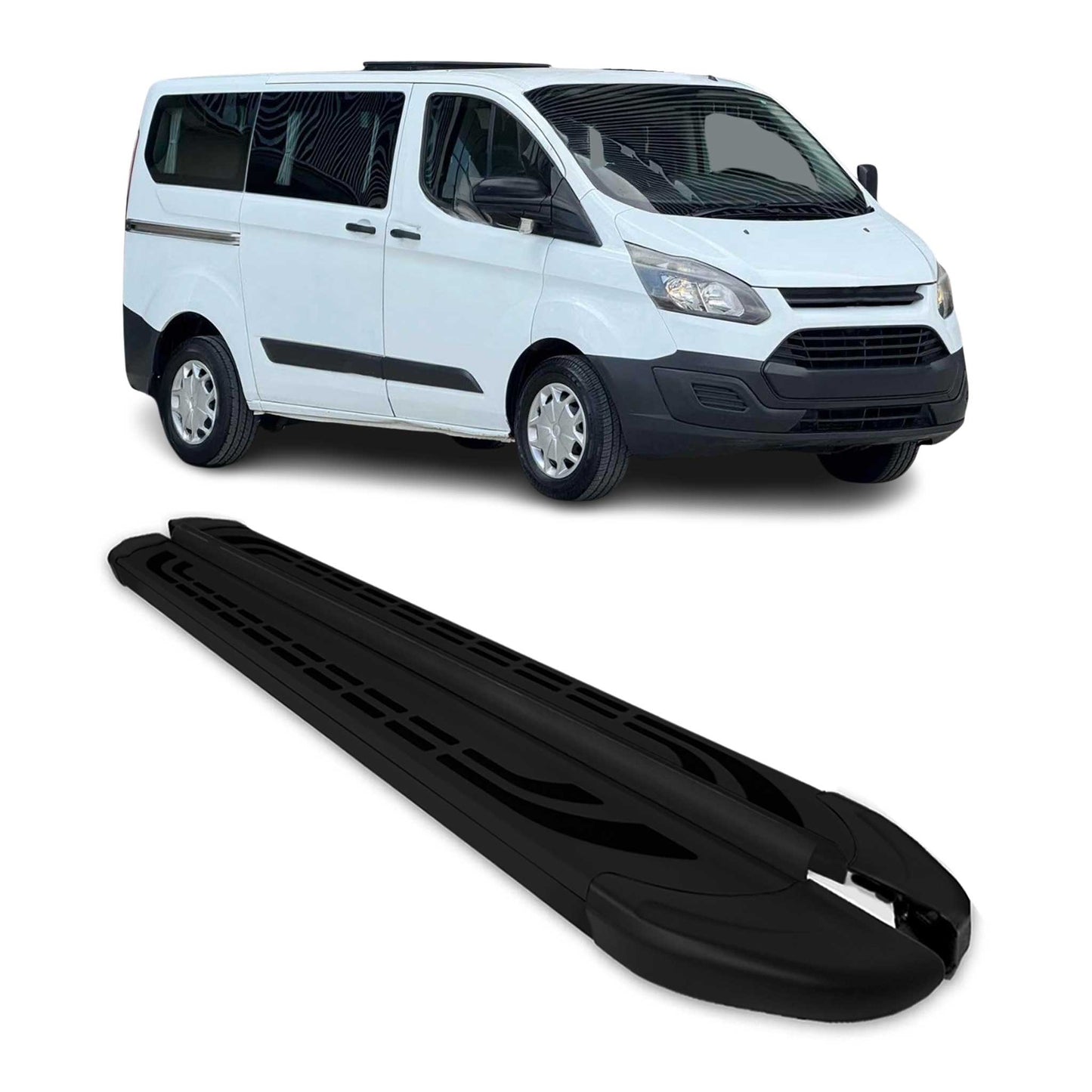 Trittbretter Seitenschweller für Ford Transit Custom 2012-22 Kurzer Alu Schwarz