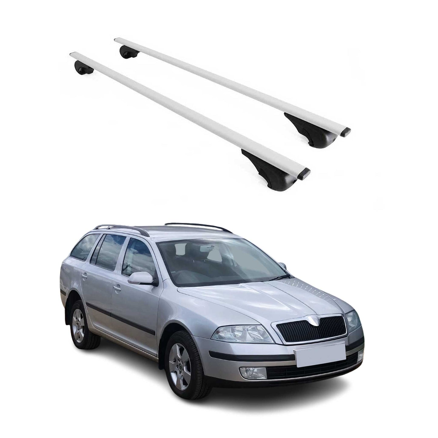 Portbagaj de plafon pentru Skoda Octavia mk2 2004-2013 75kg metal argintiu 2 buc