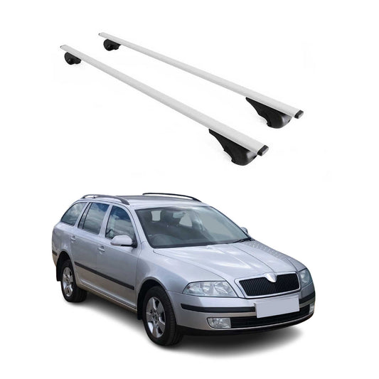 Portbagaj de plafon pentru Skoda Octavia mk2 2004-2013 75kg metal argintiu 2 buc