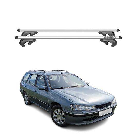 Menabo Dachträger Grundtäger für Peugeot 406 Kombi 1996-2005 90kg Alu Silber 2x