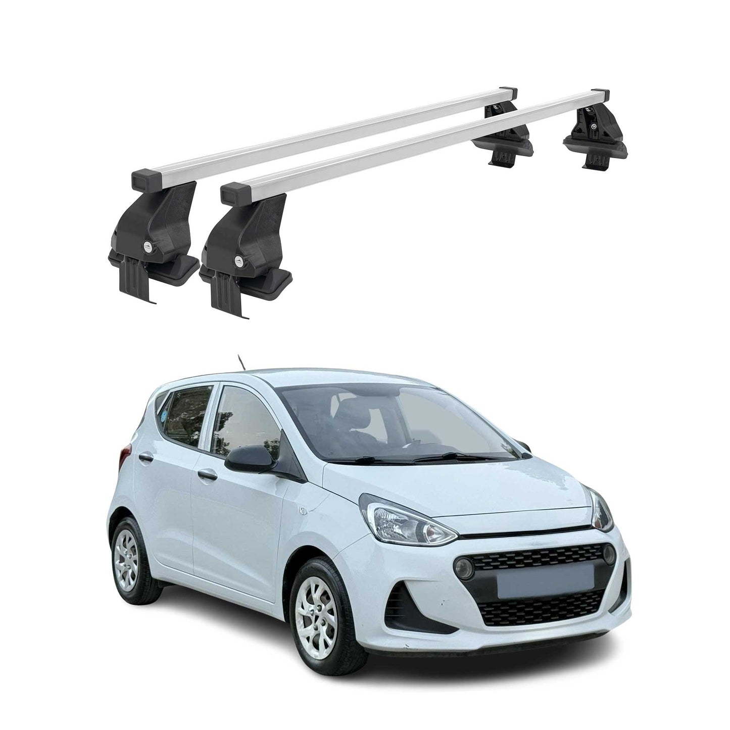 Menabo Dachträger Grundtäger für Hyundai i10 2017-2019 50kg Stahl Silber 2 tlg