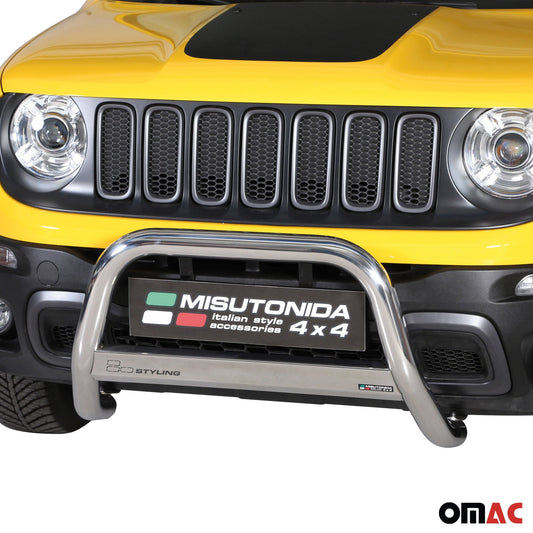 Bară de protecție/buton față pentru Jeep Renegade Trailhawk 2014-2024, argintie, ø63mm