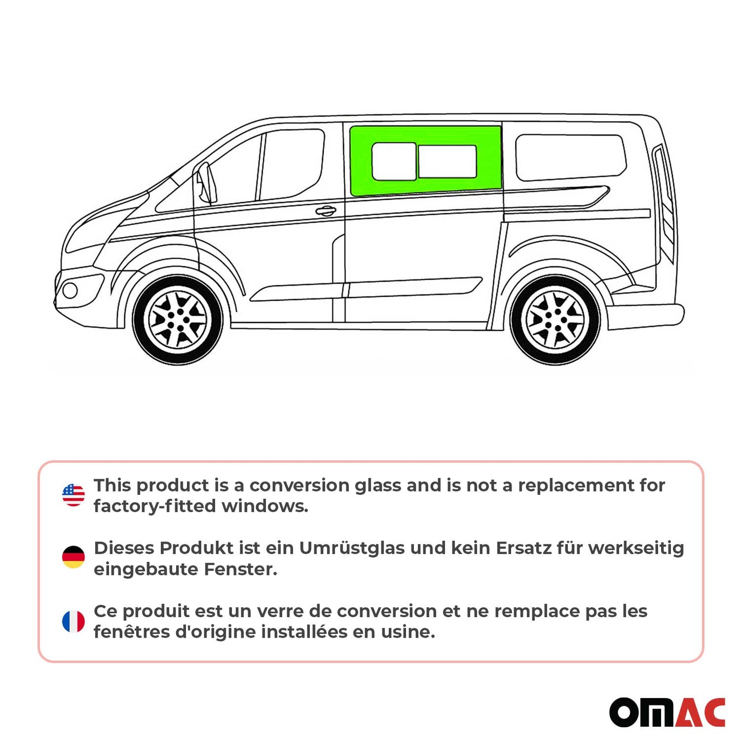 Glasfenster Schiebefenster für Ford Transit Custom 2013-2024 Auto Links L1 L2