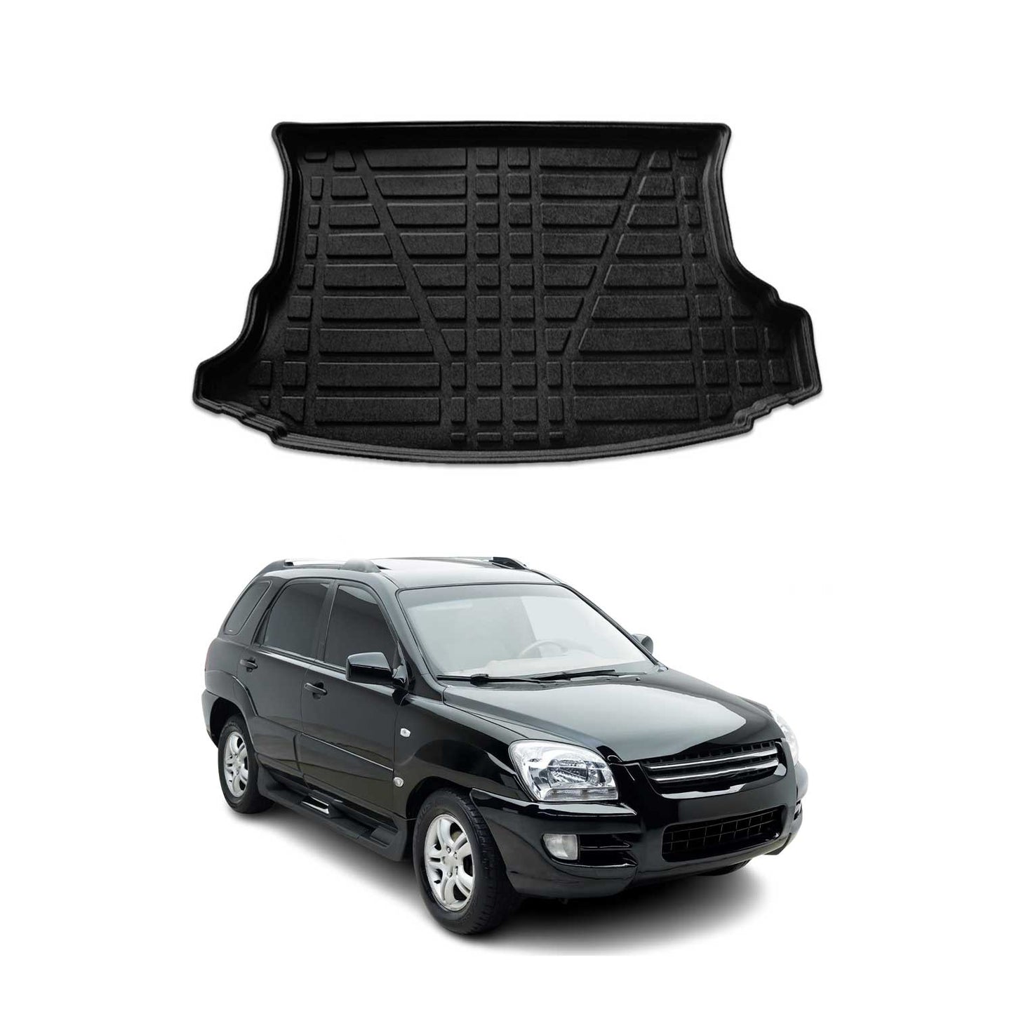 Kofferraumwanne Laderaumwanne für Kia Sportage 2004-2009 Gummi TPE Schwarz