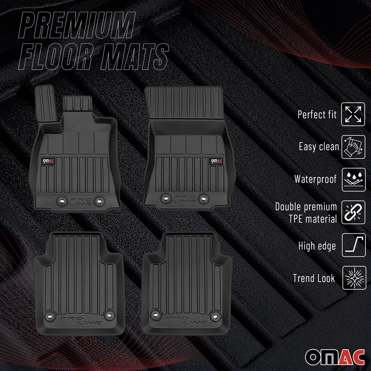 2009-2019 Jaguar XJ Long Fußmatten TPE Schwarz 4 tlg